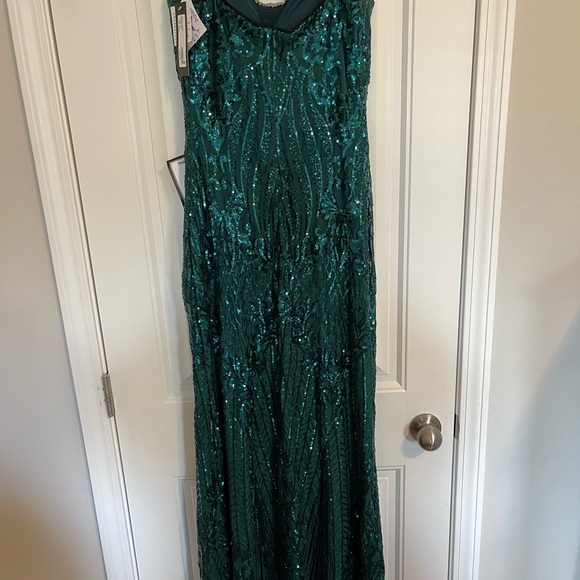 Betsy & Adam sequined Emerald green dress size XL - Picture 3 of 4